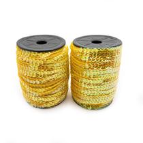Fio Trançado Lantejoula Amarelo Brilhante 6mm 50m 150g Fio Trançado Lantejoula Amarelo Brilhante 6mm 50m 150g