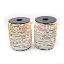 Fio Trançado Lantejoula Branco Irisado 6mm 50m 150g