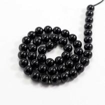 Fio Turmalina Negra 8mm 47 contas Pedra Natural Artesanato Bijuteria