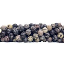 Fios de Contas de Pedra Jaspe Picasso Preto - 10mm - pedras naturais