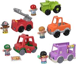 Fisher-Price Little People Around the Neighborhood Vehicle Pack, conjunto de 5 veículos push-along e 5 figuras para crianças Amazon Exclusive