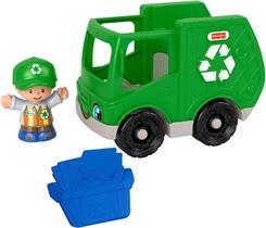 Fisher-Price Little People Recycle Truck, veículo push-along com figura e acessório para crianças e crianças pré-escolares de 1 a 5 anos