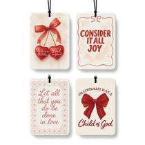 FISWAFY Aromatizador de Carro com Laço Vermelho Coquette e Cereja, 4 Peças, Estilo Girly Preppy Floral Religioso para Carro, Armário, Gaveta e Livros, Acessório Cristão para Espelho para Mulheres FISWAFY Aromatizador de Carro com Laço Vermelho Coquette e Cereja, 4 Peças, Estilo Girly Preppy Floral Religioso para Carro, Armário, Gaveta e Livros, Acessório Cristão para Espelho para Mulheres