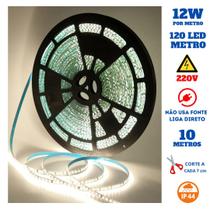 Fita 120 LED's 220V 10 Metros IP44 3528 12W 4000K Liga Direto