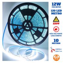 Fita 120 LED's 220V 10 Metros IP44 3528 12W 6500K Liga Direto