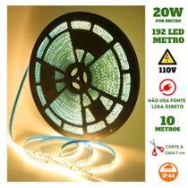 Fita 192 LED's 110V 10 Metros IP44 3528 18W 3000K Liga Direto