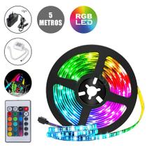 Fita 5 Metros Led 5050 Rgb Kit Completo Controle e Fonte