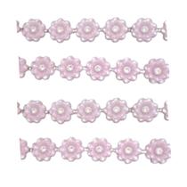 Fita abs flor c/strass 25 mm cor rosa bebê metro Fita abs flor c/strass 25 mm cor rosa bebê metro