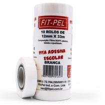 Fita adesiva 12 mm x 33 m com 10 peças Fit-Pel (Branco) Fita adesiva 12 mm x 33 m com 10 peças Fit-Pel (Branco)
