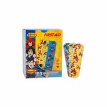 Fita Adesiva American White Cross Stat Strip Infantil - Superman/Mulher Maravilha (100 unidades - Pacote com 2)