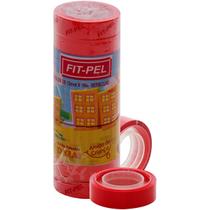 Fita adesiva colorida escolar vermelho 12x10m kit 10 unidades - fit pel