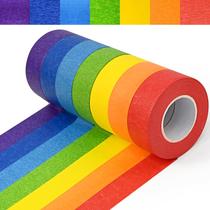 Fita adesiva colorida VVLons 7 rolos de 1 polegada x 570 pés para crianças Fita adesiva colorida VVLons 7 rolos de 1 polegada x 570 pés para crianças