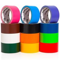 Fita adesiva Craftzilla Rainbow colorida 15 jardas x 5 cm, pacote com 12