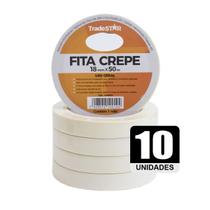 Fita Adesiva Crepe Papel 18mm X 50m C/10 Rolos 18x50