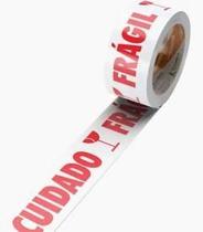 Fita Adesiva de Empacotamento Branca Cuidado Frágil 48 mm x 100 Metros Fita Adesiva de Empacotamento Branca Cuidado Frágil 48 mm x 100 Metros