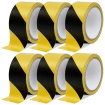 Fita adesiva de segurança Oleitodh Hazard Warning, 5 cm x 33 m, pacote com 6 Fita adesiva de segurança Oleitodh Hazard Warning, 5 cm x 33 m, pacote com 6