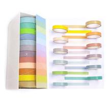Fita Adesiva Decorativa Washi tape tom pastel fina com 12 unidades