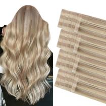 Fita adesiva em extensões de cabelo COOKAYU Ash Blonde Platinum 14 polegadas