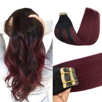 Fita adesiva em extensões de cabelo GOO GOO Jet Black to Red 40 cm 20 unidades