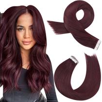 Fita adesiva em extensões de cabelo Moresoo Burgundy Wine Red 50g 20cm