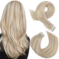 Fita adesiva em extensões de cabelo Moresoo Real Human Hair Ash Blonde