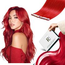 Fita adesiva em extensões de cabelo RUNATURE Red Human Hair 40 cm 25 g 10 unidades
