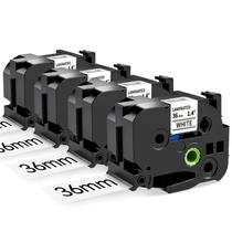 Fita adesiva Labelife TZe-261 36 mm laminada branca, pacote com 4
