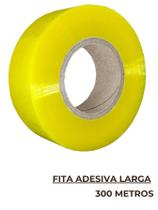 Fita Adesiva Larga 300m Transparente/Amarela Grande Embalar Caixa e Encomendas Embalagem Durex