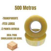 Fita Adesiva Larga 500 Metros Durex Transparente Cola Forte