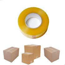 Fita Adesiva Larga Transparente/amarela Grande Embalar Caixa