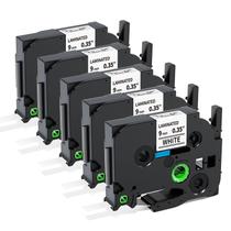 Fita adesiva MarkDomain TZe-221 9 mm laminada branca, pacote com 5