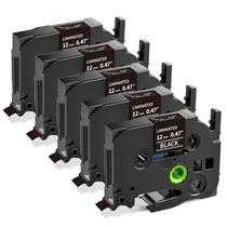 Fita adesiva MarkDomain TZe-335 branca sobre preto 12 mm 8 m, pacote com 5