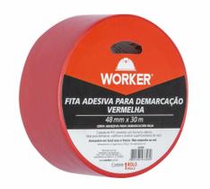 Fita Adesiva para Demarcação Worker 48mm x 30m Vermelha