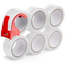 Fita adesiva para embalagem MISHCHI, pacote com 6 unidades, transparente, com dispensador, 48 mm x 50 m Fita adesiva para embalagem MISHCHI, pacote com 6 unidades, transparente, com dispensador, 48 mm x 50 m
