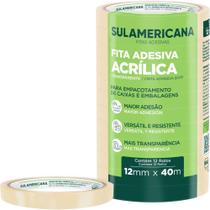 Fita Adesiva Polipropileno 12MM X 40M Transparente Pacote com 12