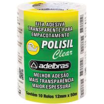 Fita Adesiva Polisil 12MM X 50M Transparente Pacote com 10 Rolos