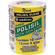 Fita Adesiva Polisil 12MM X 65M Transparente - Pacote com 10 Rolos