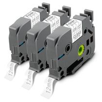 Fita adesiva Pristar pTouch TZe-135 branca sobre transparente, 12 mm, pacote com 3