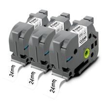 Fita adesiva Pristar TZe-151 transparente de 24 mm compatível com Brother, pacote com 3