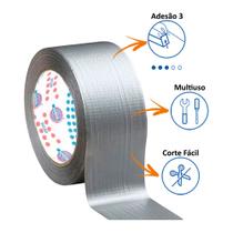 Fita Adesiva Silver Tape Cinza 50mm X 50mt Eurocel - 3 Und