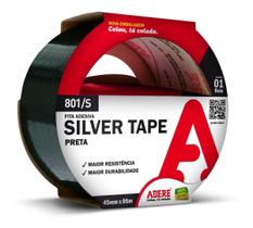 Fita Adesiva Silver Tape Preta Reforçada 45mm X 5m - Preto