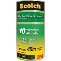 Fita Adesiva Transparente 45 Mm X 45 M - 4 Rolos - 3m Scotch Fita Adesiva Transparente 45 Mm X 45 M - 4 Rolos - 3m Scotch