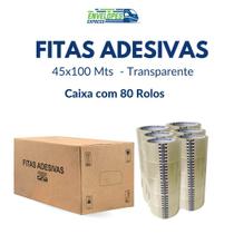 Fita Adesiva Transparente 45Mm X 100Metros - 80 Rolos