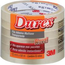 Fita Adesiva Transparente Durex 12MM X 50M - Pacote com 6 Unidades Fita Adesiva Transparente Durex 12MM X 50M - Pacote com 6 Unidades