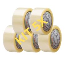 Fita adesiva transparente larga 45 x 100mt resistente kit com 5un. cyclopack