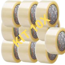 Fita Adesiva Transparente Larga 45 X 50Mt Resistente Kit C10