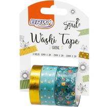 Fita adesiva washi tape shine brw 10/15/20x3m blister 3un
