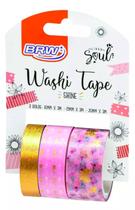 Fita Adesiva Washi Tape Shine Rosa Brw C/3 Unidades 3m