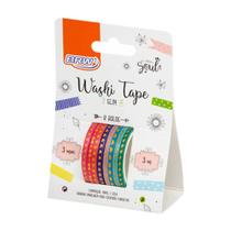 Fita adesiva washi tape - slim hot stamping- 3mmx3m - blister c/ 8un brw