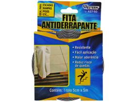 Fita Anti Derrapante 5x500cm Preta Escadas Rampas Western